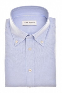 John Miller Organic Cotton Oxford Button-Down Slim Casual Overhemd Licht Blauw
