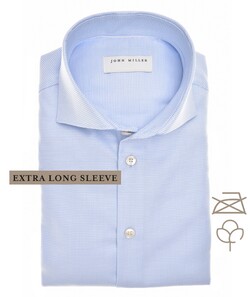 John Miller Organic Houndstooth Shirt Overhemd Licht Blauw