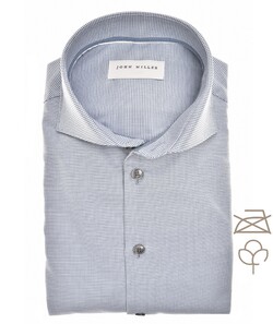 John Miller Organic Houndstooth Shirt Overhemd Midden Blauw