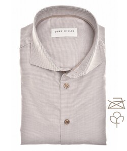 John Miller Organic Houndstooth Shirt Overhemd Midden Bruin