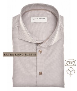 John Miller Organic Houndstooth Shirt Overhemd Midden Bruin