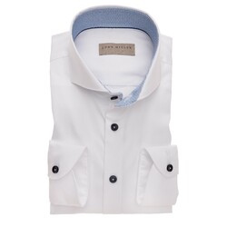John Miller Pattern Contrast Cutaway Tailored Fit Overhemd Wit