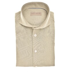 John Miller Plain Cotton-Linen Blend Overhemd Licht Bruin