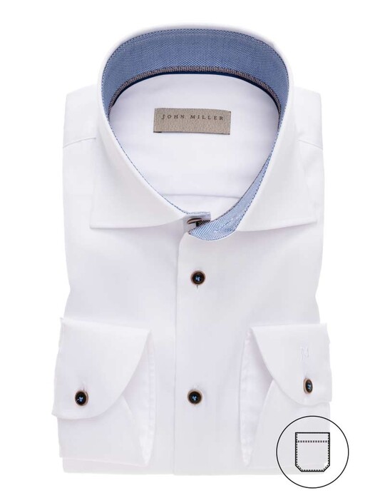 John Miller Plain Fine Contrast Shirt White