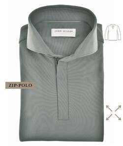 John Miller Plain Hyperstretch Comfort Poloshirt Midden Grijs