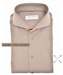 John Miller Plain Hyperstretch Comfort Shirt Overhemd Midden Bruin