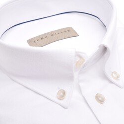 John Miller Plain Weave Button-Down Tailored Fit Overhemd Wit