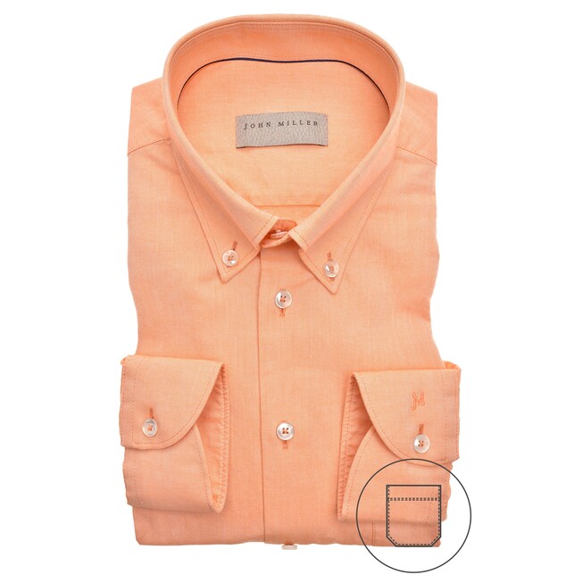 John Miller Plain Weave Button-Down Tailored Fit Shirt Fine Orange