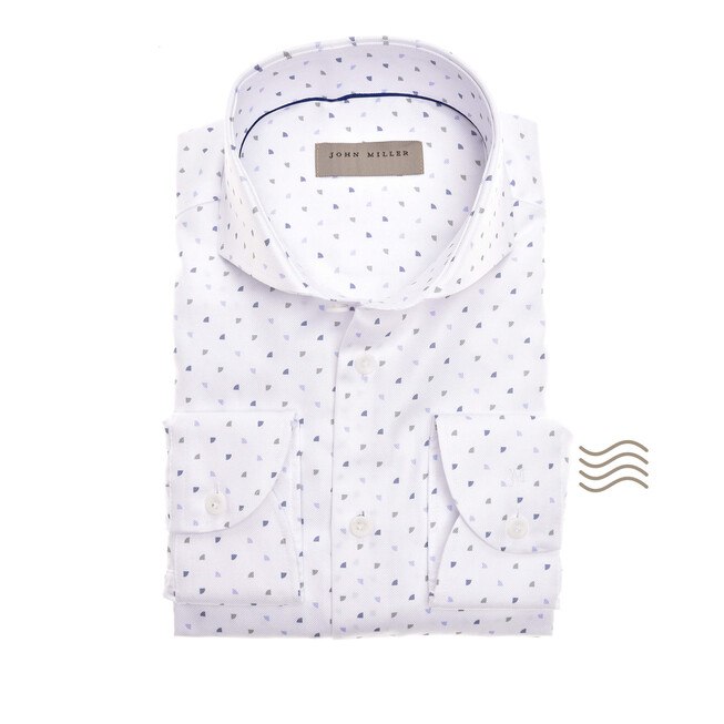John Miller Plain Weave Dot Tailored Fit Shirt White