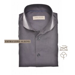 John Miller Refined Fine Check Shirt Dark Brown Melange