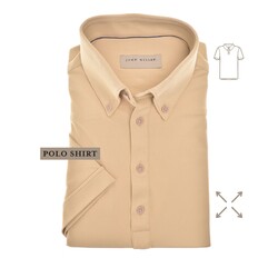 John Miller Short Sleeve Button-Down Hyperstretch Polo Licht Bruin