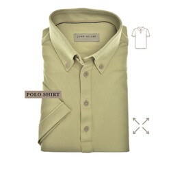 John Miller Short Sleeve Button-Down Hyperstretch Polo Licht Groen
