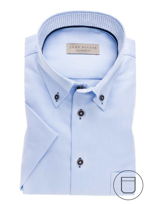 John Miller Short Sleeve Button Down Overhemd Licht Blauw