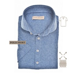 John Miller Short Sleeve Faux-Uni Subtle Cotton Jersey Stretch Polo Donker Blauw
