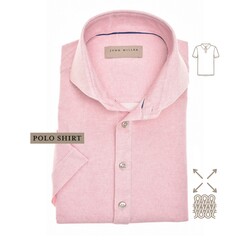 John Miller Short Sleeve Faux-Uni Subtle Cotton Jersey Stretch Polo Roze