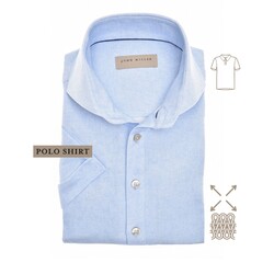 John Miller Short Sleeve Faux-Uni Subtle Cotton Jersey Stretch Poloshirt Light Blue