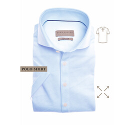 John Miller Short Sleeve Slim Stretch Poloshirt Light Blue