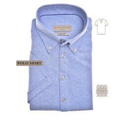John Miller Slim Fit Casual Polo Tricot Midden Blauw