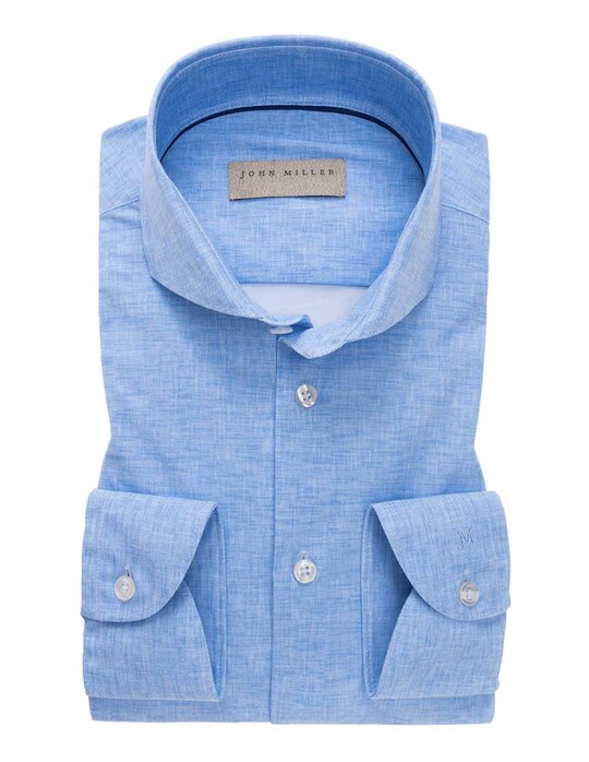John Miller Slim Fit Cutaway Faux Uni Shirt Mid Blue