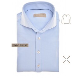 John Miller Slim-Fit Hyperstretch Long Sleeve Poloshirt Licht Blauw