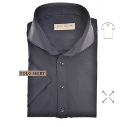 John Miller Slim-Fit Hyperstretch Short Sleeve Button-Polo Donker Blauw