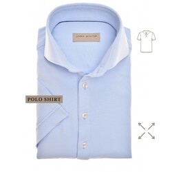 John Miller Slim-Fit Hyperstretch Short Sleeve Button-Polo Licht Blauw