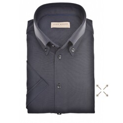John Miller Slim-Fit Hyperstretch Short Sleeve Overhemd Donker Blauw