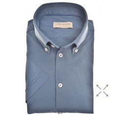 John Miller Slim-Fit Hyperstretch Short Sleeve Overhemd Midden Blauw
