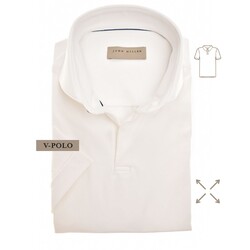 John Miller Slim-Fit Hyperstretch Short Sleeve V-Polo Antiekwit