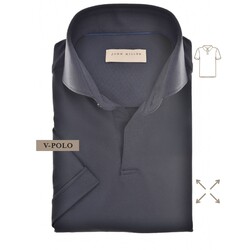 John Miller Slim-Fit Hyperstretch Short Sleeve V-Polo Donker Blauw