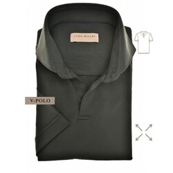 John Miller Slim-Fit Hyperstretch Short Sleeve V-Polo Donker Groen