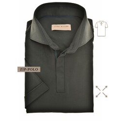John Miller Slim-Fit Hyperstretch Short Sleeve Zip-Polo Donker Groen