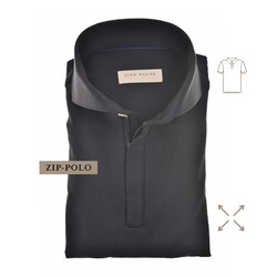 John Miller Slim-Fit Hyperstretch Short Sleeve Zip-Polo Poloshirt Black