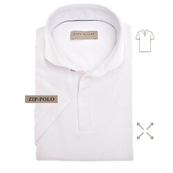 John Miller Slim-Fit Hyperstretch Short Sleeve Zip-Polo Wit
