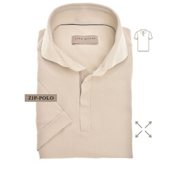 John Miller Slim-Fit Hyperstretch Short Sleeve Zip-Polo Zand