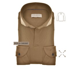 John Miller Slim Hyperstretch Long Sleeve Polo Midden Bruin