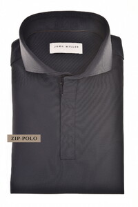 John Miller Slim Hyperstretch Long Sleeve Zip Collar Polo Donker Blauw