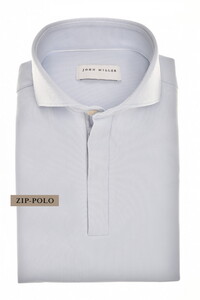 John Miller Slim Hyperstretch Long Sleeve Zip Collar Polo Licht Blauw