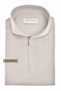 John Miller Slim Hyperstretch Long Sleeve Zip Collar Polo Licht Grijs