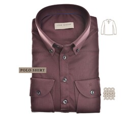 John Miller Slim Long Sleeve Cutaway Tricot Polo Donker Rood