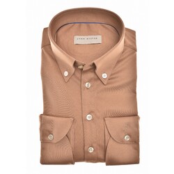 John Miller Slim Long Sleeve Cutaway Tricot Polo Midden Bruin