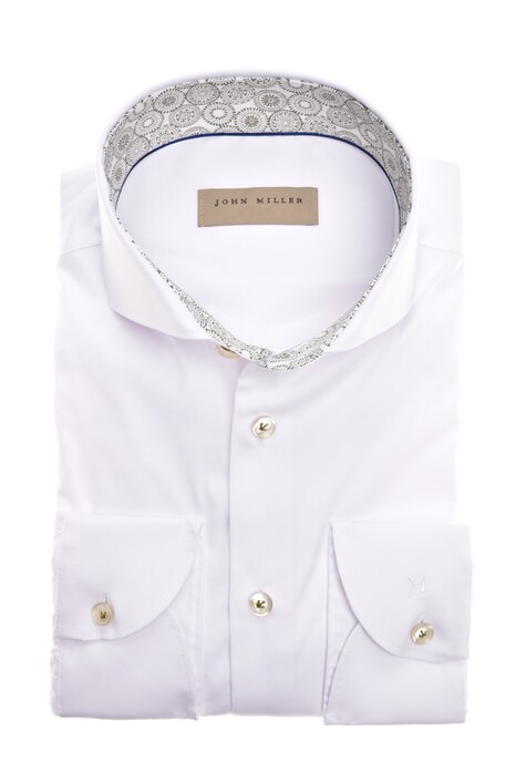 John Miller Slim Mandala Contrast Shirt White