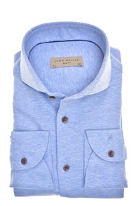 John Miller Slim Melanged Tricot Overhemd Midden Blauw