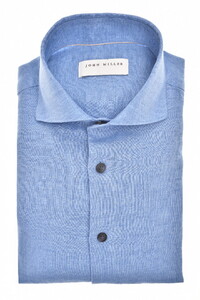John Miller Slim Near Solid Color Linen Shirt Mid Blue