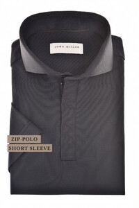 John Miller Slim Plain Hyperstretch Short Sleeve Zip Collar Poloshirt Dark Evening Blue