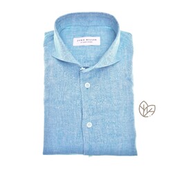 John Miller Slim Pure Linnen Shirt Light Blue