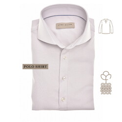 John Miller Slim Solid Color Cotton Tricot Polo Licht Grijs