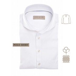 John Miller Slim Solid Color Cotton Tricot Polo Wit