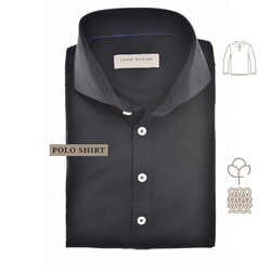John Miller Slim Solid Color Cotton Tricot Poloshirt Black