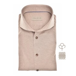 John Miller Slim Solid Color Cutaway Extra long Sleeve Tricot Shirt Light Brown